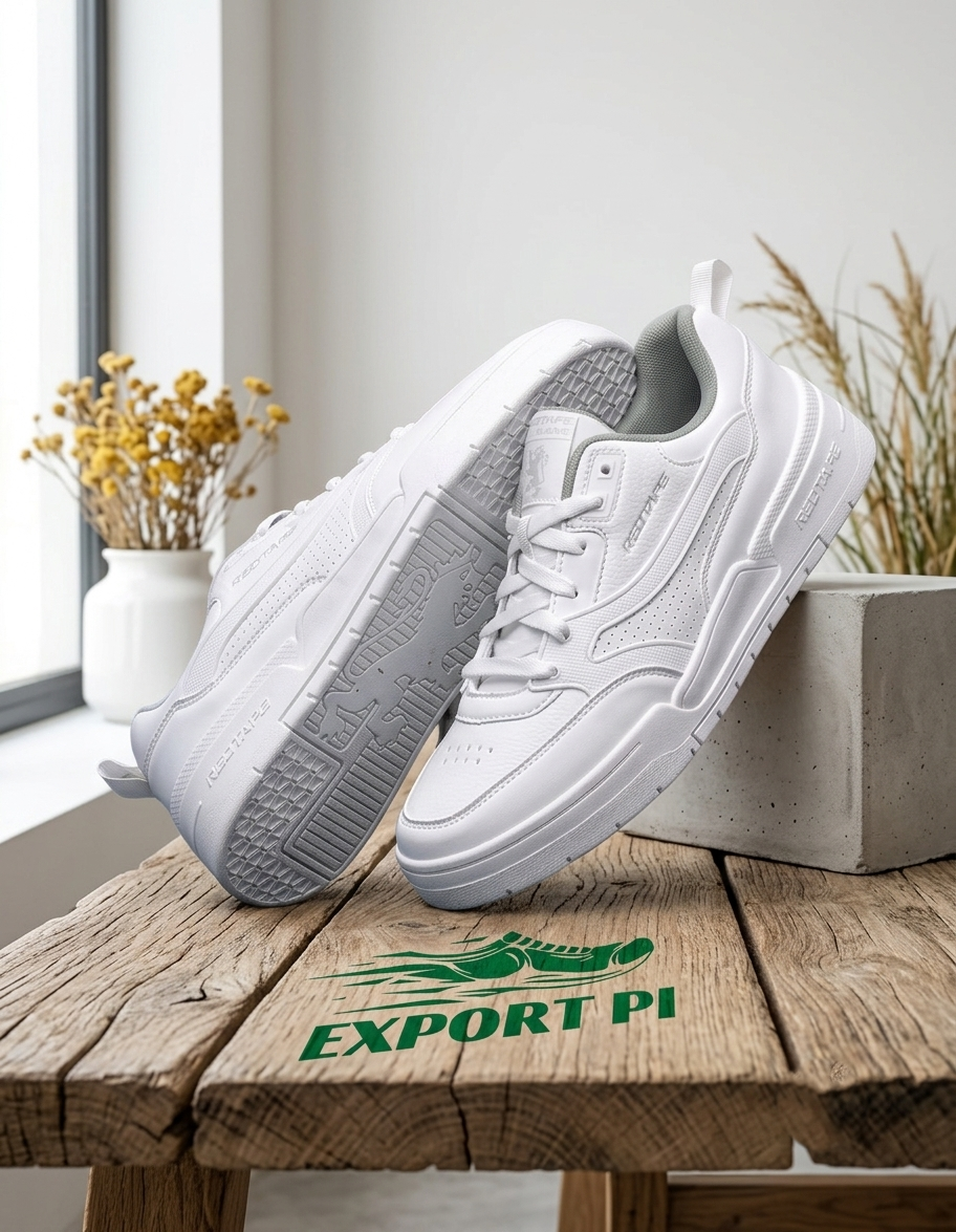 Export Pi Premium White Casual Sneakers